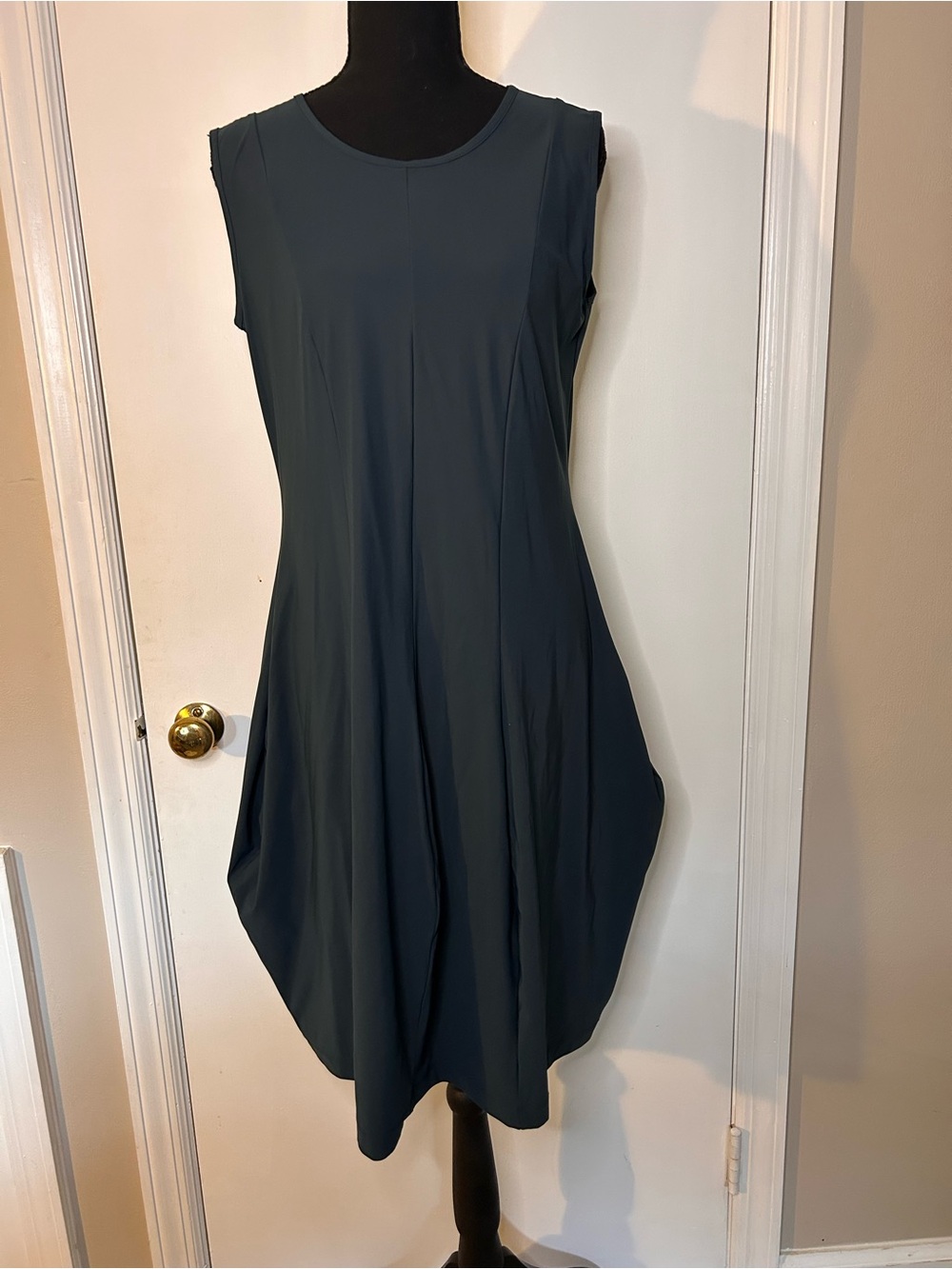 PORTO SAN FRANCISCO DARK JET JERSEY TEAL SLEEVELESS COCOON DRESS SIZE SMALL